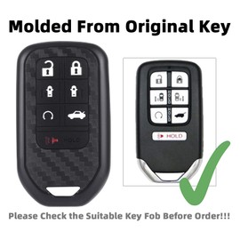 iSaddle for Honda Key Fob Cover - Carbon Fiber Pattern Car Key Fob Protector for Honda Odyssey Elite Ex EX-L 2018 2019 2020 7 Buttons Antitheft Keyless Remote Entry Holder Smart Key Case/w KeyChain