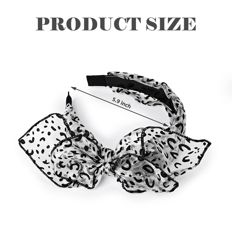 Yonchic 2-Piece Mesh Bow Polka Dots & Leopard Printed Headbands