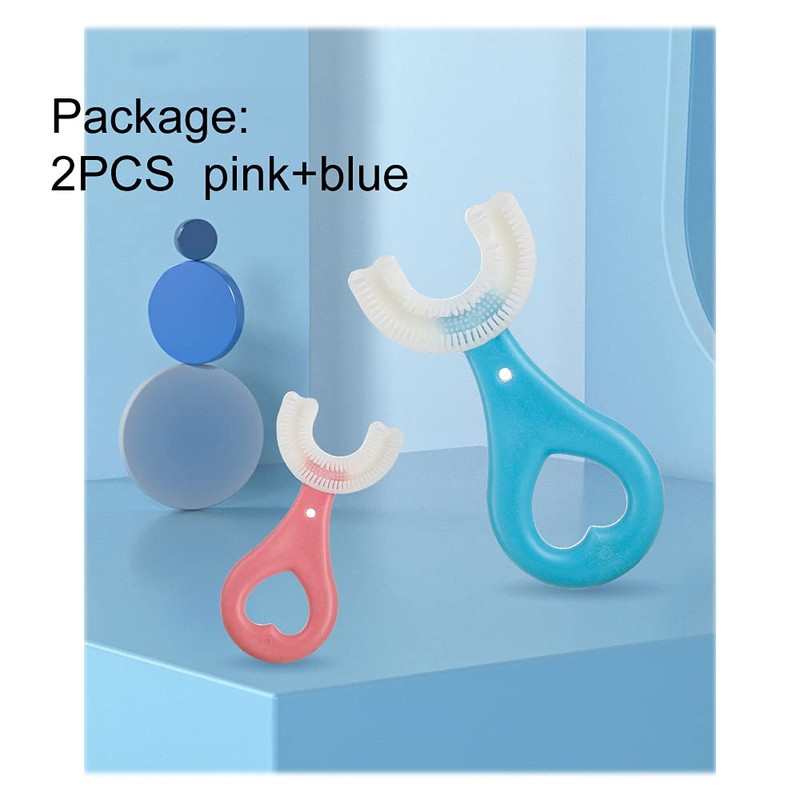 claiol 2 Pcs U-Shaped Kids Toothbrush, Premium Soft Manual Training