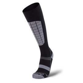 Pure Athlete Alpine Ski Socks Wool Snowboard and Skiing Warm Midweight Socks Merino Men and Women (S/M, 1 Pair - Black/Grey)