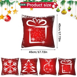 DTXYBC Christmas Cushion Covers Set of 4, 45 x 45 cm Christmas Cushion Covers, Christmas Cushion Covers, Couch Cushion Covers, Cushion Covers for Decoration, Christmas, Sofa, Home Decoration, Xmas