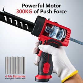 MARSOSAUR Caulk Gun, Non-Drip Electric Caulking Gun with 300 KG Thrust, Cordless Silicone Tool Gun with Constant Flow Tech, Lightweight 10oz Caulk Guns with LED Light