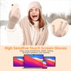 Womens Winter Beanie Warm Hat Scarf Touchscreen Gloves Set with