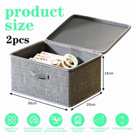 Zamety Lockable Box, 2 Lockable Fabric Boxes, Grey Box with Lock, Foldable Storage Box with Combination Lock for Bedding, Clothing, Toys, Medicines (30 x 20 x 14 cm)