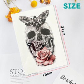 HONJALO Tattoo Sticker, Large, Japanese Carved, Long Lasting, Waterproof, Stylish, Cool, Tattoo Sticker, Japanese Pattern, Suitable for Men, Women, Arms, Shoulders, Legs, 5.9 x 8.3 inches (15 x 21 cm)