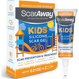 ScarAway Gel de silicona para cicatrices para niños, 100% de grado médico, ayuda a mejorar el tamaño, el color y la textura de las cicatrices hipertróficas y queloides en la cara y el cuerpo causadas