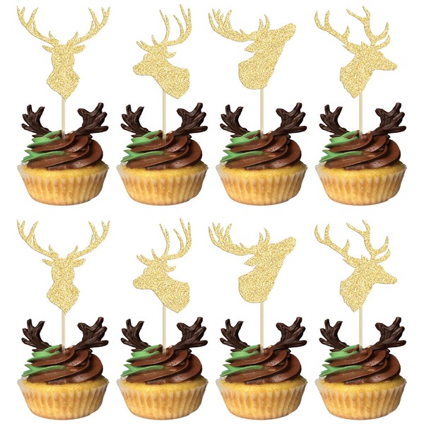 24 piezas de adornos para magdalenas de ciervos de Navidad