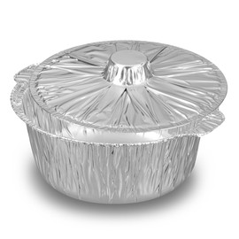 Foil Lux 3.5 Quart Pans And Lids, 100 Disposable Pots With Lids - Oven-Ready, Stove Compatible, Aluminum Foil Baking Pans, Freezable, For Outdoor Camping, Vacation, Picnic, And More - Restaurantware