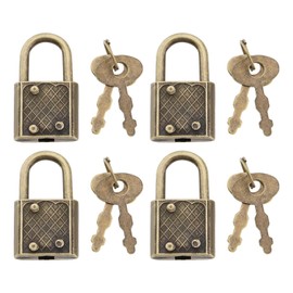 Be In Your Mind 16pcs Vintage Style Square Padlocks with Keys Square Zinc Alloy Padlocks Bronze Retro Mini Padlock
