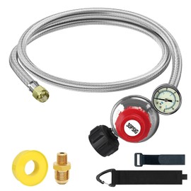Anysigma Propane Regulator with Gauge-0-30 PSI High-Pressure Adjustable Universal Type 1 (QCC1) Propane Hose Connector for Grills, Heaters and Outdoor Appliances (5FT)