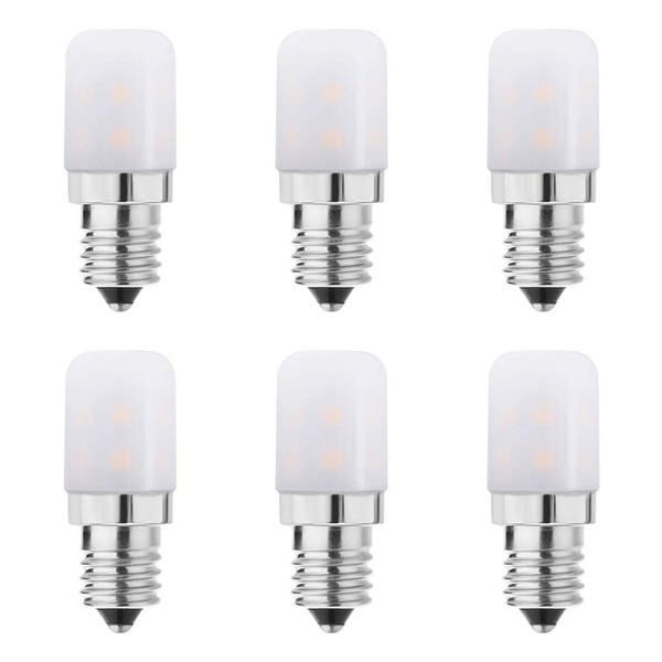 Makergroup E12 LED Light Bulbs for Dryer Refrigerator Water Dispenser Night Light Bulb C7 Candelabra Base Bulbs 120V 2W Cool White 6000K 6-Pack