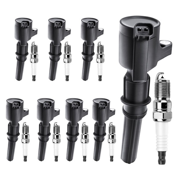 FD503 Ignition Coils Pack Iridium Spark Plugs Compatible with 4.6L