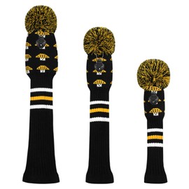 Scott Edward Knitted Golf Club Head Covers for Woods 3Pcs Set Golf Driver (460CC) Fairways and Hybrid/UT with Rotating Number Tags(Mushroom)