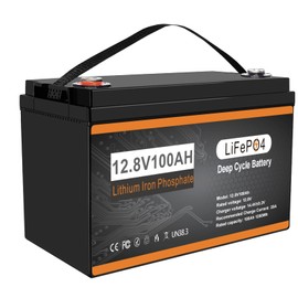DJLBERMPW 12V 100Ah LiFePO4 Lithium Battery, BCI Group 31 Deep Cycle Marine Battery, Lithium Batteries Built-in 100A BMS 1280Wh& 10-Year Lifespan for RV,Solar,Golf Cart,Kayak,30-70 Ibs Trolling Motor