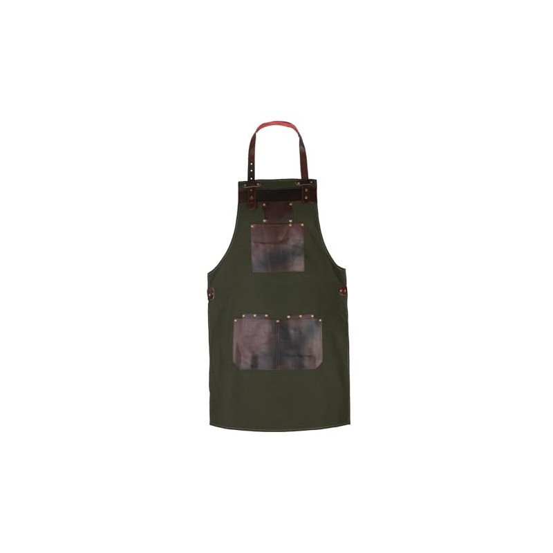 Canvas Apron with Leather Pockets & Holders – Chefs, Bakers,