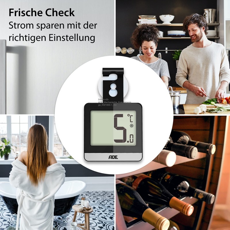 ADE Digitales Kühlschrankthermometer | Thermometer für Gefrierschrank und Kühlschrank magnetisch