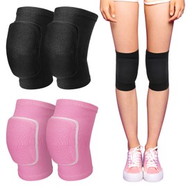 Firtink 2 Pairs Stretchy Dance Knee Pads,Breathable Knee Brace Supports Knee Protector with Soft Sponge for Dance Yoga Sport Exercise(M)