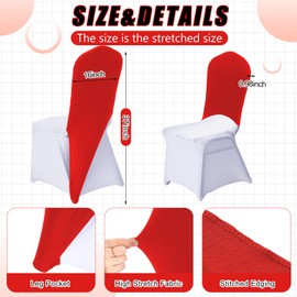 Mindsoft 20 Pcs Chair Cap Covers Spandex Chair Hood Sash Hat Bands Folding Stretch Elastic Cover for Wedding Holidays Banquet Party Celebration (Red)