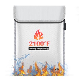 Silver Fireproof Document Bag (2100℉),15”x 11”Waterproof and Fireproof Money Bag with Zipper,Ruicnte Fire Resistant Safe Bags for Valuables,Money,Jewelry,Legal Documents,File and Tablet