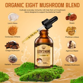 Lions Mane Supplement, Liquid Mushroom Extract Drops, 8 Mushrooms Complex for Cognitive Support and Immunity Boost, Up to 2 Month Supply, Mushroom Supplement with Lion's Mane, Cordyceps, Reishi