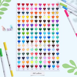 Ohuhu 160 Colors Water-based Dual Tips Fineliner & Brush Drawing Pens -White