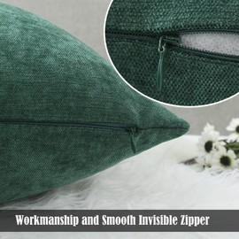 Amity.hy Pack of 2 Christmas Throw Pillow Covers Cases for Couch Sofa Home, Cozy Chenille Toss Pillow Case,Decorative Couch Cushion Cover 18 X 18 Inches Green