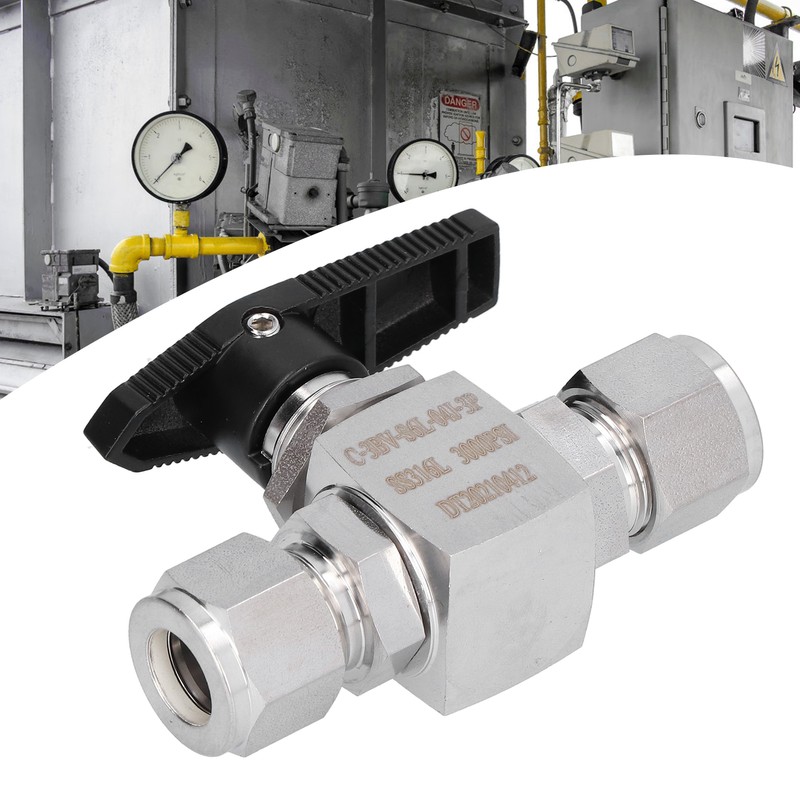 Ball Valve Straight Through 1/2in Thread Fluid Control Device Stainless