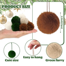FYSUIMU 12Pcs Furry Christmas Ball Ornament 3.1 in Soft Faux Fur Pompom Ball 4 Colors Xmas Tree Hanging Decoration for Winter Party Home Decor Costume Supplies