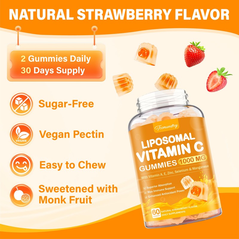 Tcemundry Liposomal Vitamin C Gummies 1000mg for Adults: Vitamin C