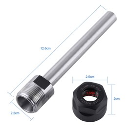 Er16 Extension Chuck Holder, C12-ER16A-100L Collet Straight Shank Chuck Holder CNC Milling Tool Extension Lathe Rod