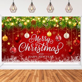 Mocsicka Merry Christmas Happy New Year Backdrop Merry Christmas Party Decoration Banner Winter Xmas New Year Eve Family Party Decoration Supplies (6x3.6ft)