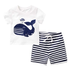 Mud Kingdom Baby Boys Shorts Set Cute Whale with Anchor White 24 Months