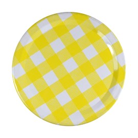 Sunshine Mason Co, One Piece Mason Jar Lids 6 Pieces, Yellow Gingham