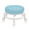 HPONQIONE Round Rolling Low Stool- PU Leather Low Stool 360°