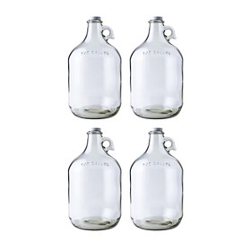 Fastrack 4-Pack 1 Gallon Glass Jug Set (128 oz) w/ White Metal Caps | Multipurpose 1 Gallon Jug, & Detergent Dispenser for Laundry, Glass Jar for Liquids, Water & Juice