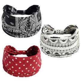 scicent 13938 Women's Summer Headband Boho Elastic Soft Criss Cross Floral Hair Bands Not Easy to Slip Off Suitable for Everyday Yoga Sports Fitness