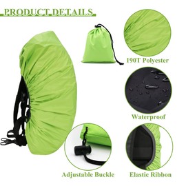 Rain Cover for Backpacks with Reflective Strips, 15L-25L Waterproof Backpack Rain Cover with Storage Bag, Rain Cover School Bag for Hiking, Camping, Travel, Cycling (S, Green)