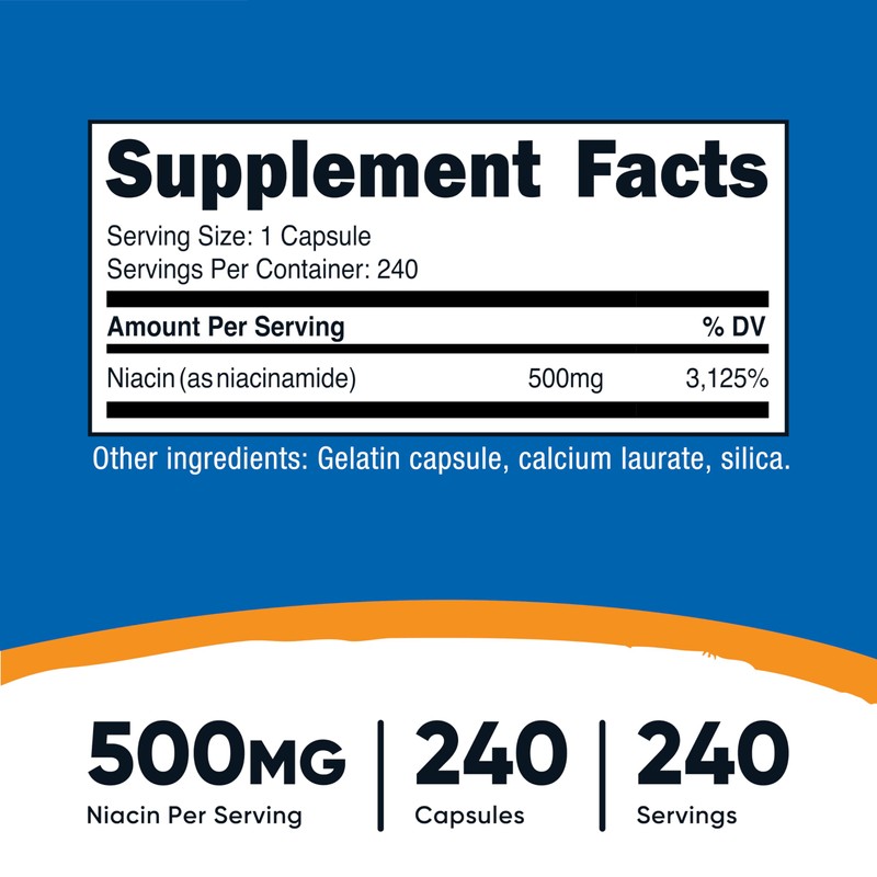 Nutricost Niacinamide (Vitamin B3) 500mg, 240 Capsules (3 Bottles)