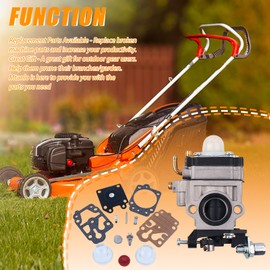 Mtanlo Carburetor for 52cc 49cc 43cc CG430 CG520 BC430 BC520 Brushcutter 52cc Carburetor Kit with 40-5 Carburetor Gasket, Input 15mm Carburetor, 2-Stroke Replacement
