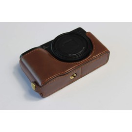 Ricoh GR III Case, BolinUS Handmade PU Leather Half Camera Case Bag Cover Bottom Opening Version for Ricoh GR III with Hand Strap (Coffee)