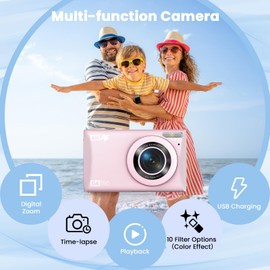 Digital Camera 4K for Budding Photographers Teens Kids, 64MP Point and Shoot Digital Camera Vlogging Camera for YouTube Tiktok with 32G SD Card, 2 Batteries, Compact Small Camera for Boys Girls Kids