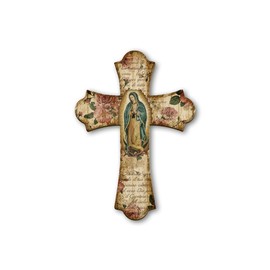 BONELLA BROTHERS Bonella Brothers | Vintage Wooden Wall Crucifix Depicting Our Lady of Guadalupe 28x40cm | Made in Italy
