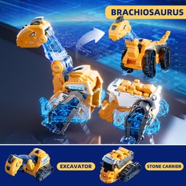 6-in-1 Magnetic Transforming Dinosaur Vehicles Set - Build Robots, Learn Colors - STEM Educational Toys for 3-6 Toddlers Boys & Girls - Perfect for Birthdays & Family Play