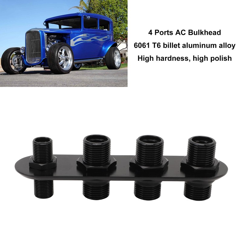 AC Bulkhead Billet Aluminium Alloy Universal 4 Ports Air Conditioning