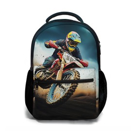 Motorcycle Backpack Dirt Bike School Bookbag for Kids Boys Girls Motocross Back Pack Laptop Computer Bag Casual Daypack for School Travel Hiking Working