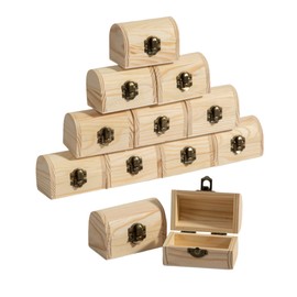 24 Piece Small Wooden Box Unfinished Wooden Treasure Box with Lids for DIY Crafts (3.5 x 2.1 x 2.3 inches)