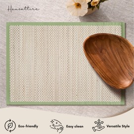 Hausattire - Juego de 4 manteles individuales de bambú para mesa de comedor, lavables de 13 x 19 pulgadas, rectangulares, manteles de sushi para mesa de cocina, fiestas al aire última intervensión