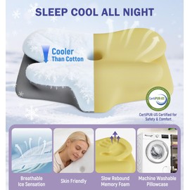 SANSWAN Neck Therapy Pillow for Sleeping, Ergonomic Foam Pillow for Back Side Sleepers, Cervical Pillow for Shoulder Pain