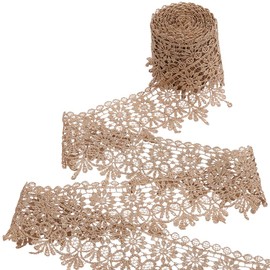 CABODYALS 2 3/4 Inch Gold Lace Trim Wavy Edge Applique Fabric Embroidery Rose Floral Tassel Polyester Metallic Glitter Embroidered Ribbons for Sewing Making Clothes Accessories Embellishment Supply