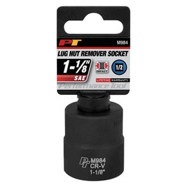 Performance Tool M984 1-1/8 in. Lug Nut Remover Socket - Heavy-Duty Impact Socket for Removing Stubborn Lug Nuts with Ease, Black
